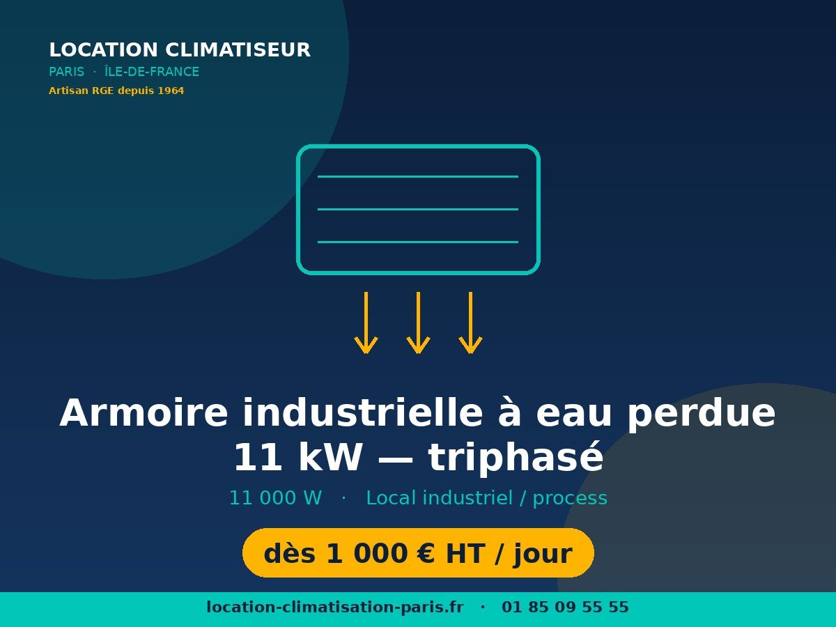 Location Armoire industrielle à eau perdue 11 kW — triphasé à Paris et en Île-de-France